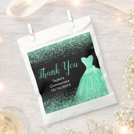 Bolsa De Papel Mint Green Dress Faux Glitter Quinceanera