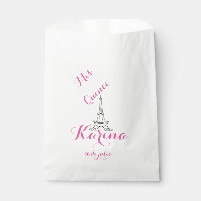 Bolsa De Papel Mis Quince - París - bolso de favor - Personalizar (Anverso)
