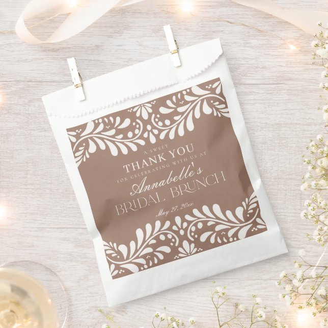 Bolsa De Papel Mocha Brown Talavera Fiesta Brunch Bridal Dessert (Cortado)