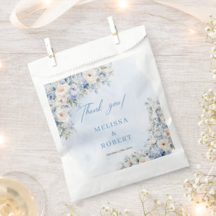 Bolsa De Papel Moda acuarela flores azules y marfil eucalipto
