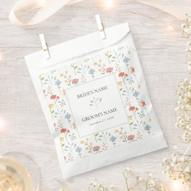 Bolsa De Papel Moda Boho Flores silvestres Boda floral moderna (Cortado)