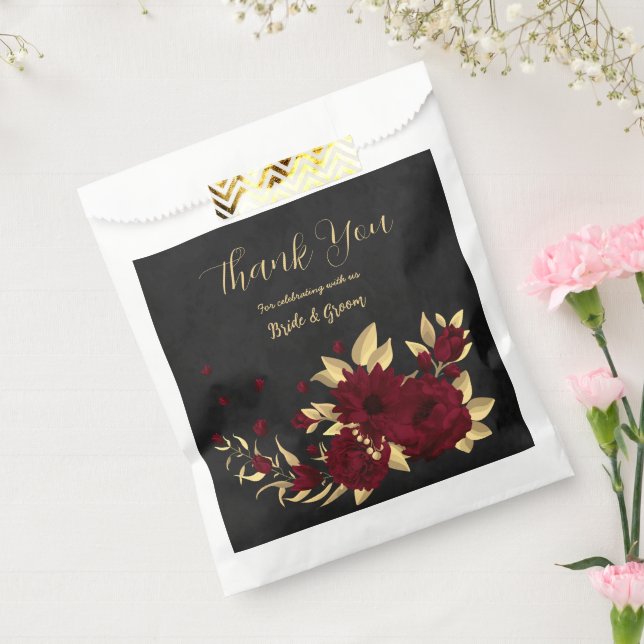 Bolsa De Papel Moda burgundy y boda negro dorado (Sellado)