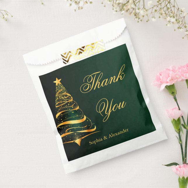 Bolsa De Papel Moda Elegante Oro Árbol de Navidad Gracias Boda (Sellado)