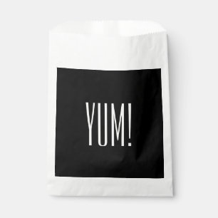 BOLSA DE PAPEL MODA FAVOR DE BAGS_"YUM!" BLANCO/NEGRO