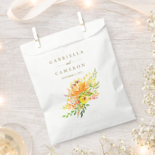 Bolsa De Papel Moda Flores Amarillas Boda de acuarela Personaliza