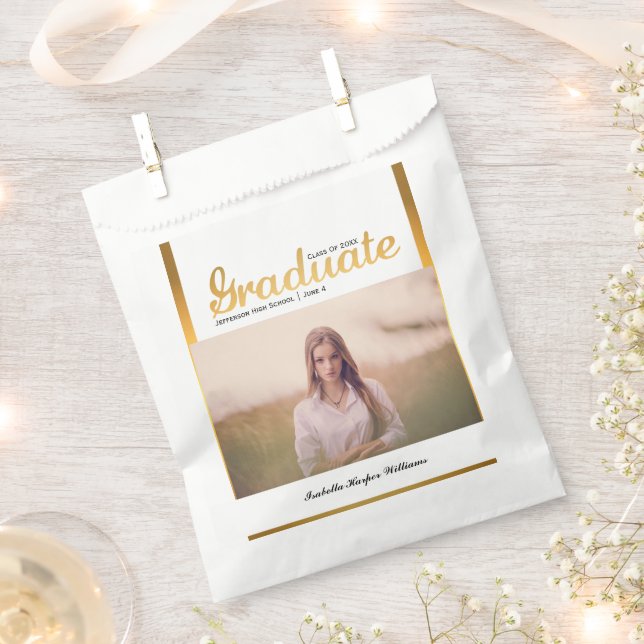 Bolsa De Papel Moda Gold Trendy Graduation Party Clase de 20XX (Cortado)