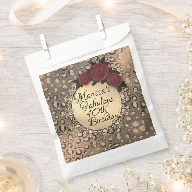 Bolsa De Papel Moda Leopard Rosa Fabulous 40th Birthday (Cortado)