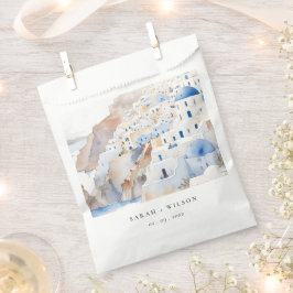 Bolsa De Papel Moda mínima Santorini Grecia Boda acuarela
