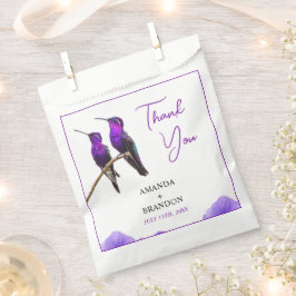 Bolsa De Papel Moda Morado Hummingbirds y Petales Boda