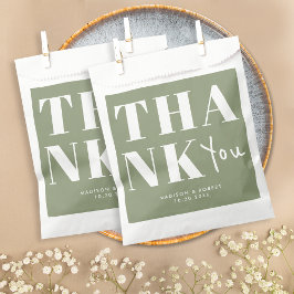 Bolsa De Papel Moda Negrita Verde Sage Simple Gracias Boda