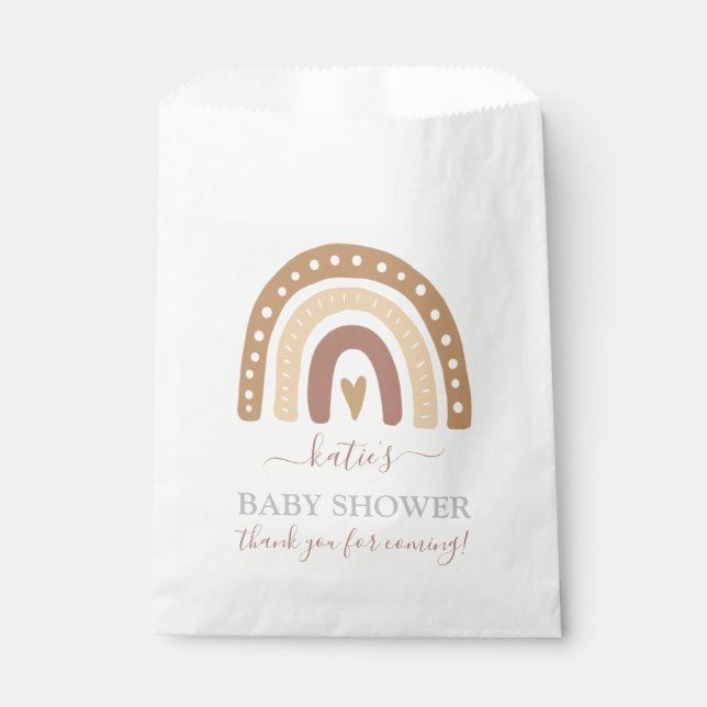 Bolsa De Papel Moda Pastel Brown Rainbow Boho Baby Shower (Anverso)
