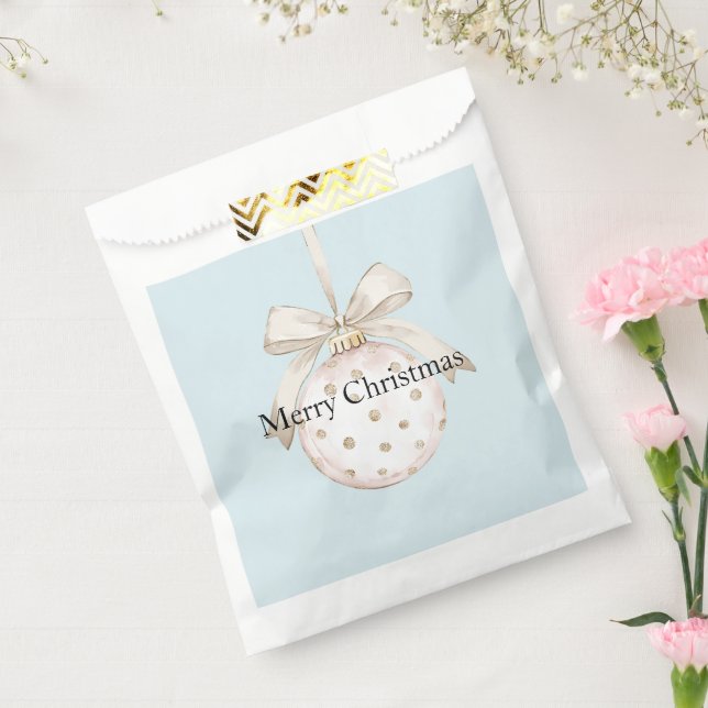 Bolsa De Papel Moda Puntos Blancos Azules Bow Navidades de orname (Sellado)