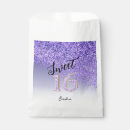 Bolsa De Papel Moda Purpurina morado dulce 16 cumpleaños