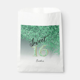 Bolsa De Papel Moda Purpurina verde dulce 16 cumpleaños