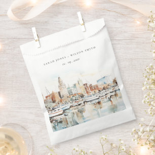 Bolsa De Papel Moda Tampa Florida Skyline Watercolor Boda