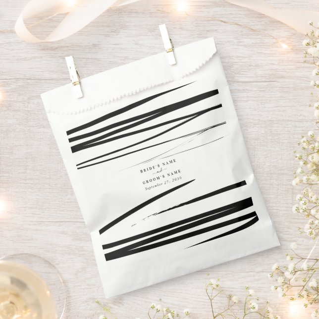 Bolsa De Papel Modern Black Abstract Wedding Favor (Cortado)
