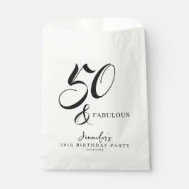 Bolsa De Papel Modern Elegant Black White Fifty Fabulous Birthday
