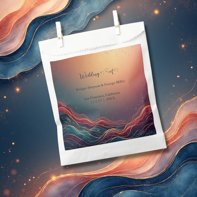 Bolsa De Papel Modern Elegant Gold Marble Navy Terracotta Wedding (Subido por el creador)