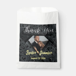 Bolsa De Papel Modern Elegant Golden Diamond Custom Photo Wedding