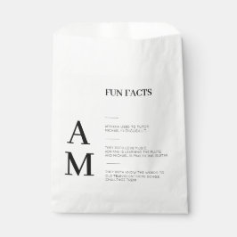 Bolsa De Papel Modern Fun Facts Bold Black Initials Boda