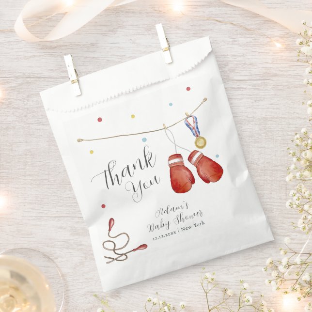 Bolsa De Papel Modern Little Champion Boxing Sport Baby Shower (Cortado)