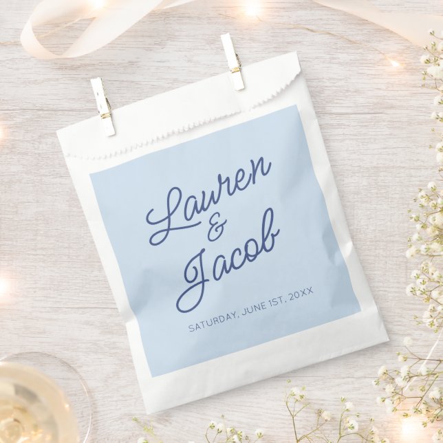 Bolsa De Papel Modern Minimal Minimalist Blue Wedding (Cortado)