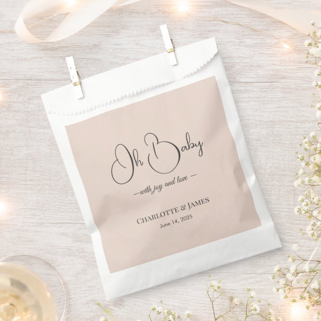Bolsa De Papel Modern Minimalist Baby Shower | Powder Blush (Cortado)