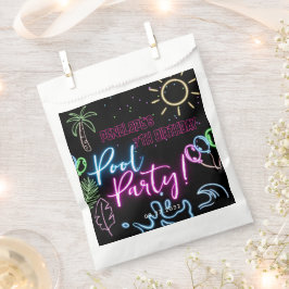 Bolsa De Papel Modern Neon Glow Black Pool Party Birthday