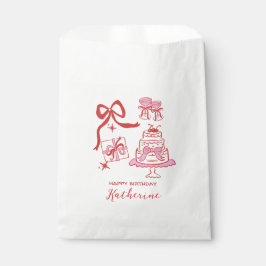 Bolsa De Papel Modern Pink Hand Drawn Scribble Birthday Party