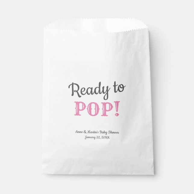 Bolsa De Papel Modern Ready to Pop Chica Baby Shower Fiesta (Anverso)