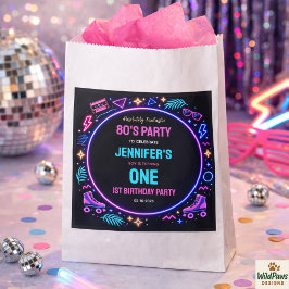 Bolsa De Papel Modern Retro Neon 80’s 1st Birthday Party