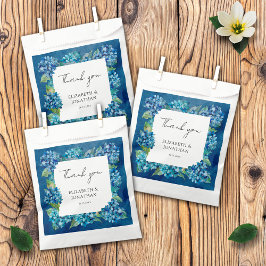 Bolsa De Papel Modern Rustic Blue Hydrangeas Floral Wedding