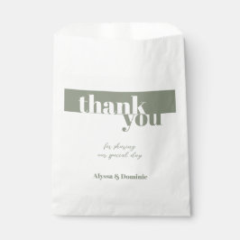 Bolsa De Papel Modern Sage Green Gracias Boda