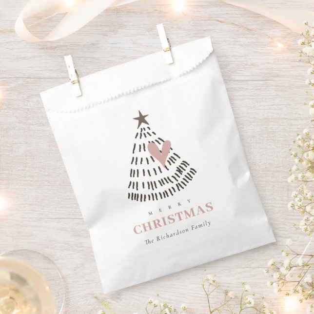Bolsa De Papel Modern Scandi Minimal Blush Heart Christmas Tree (Cortado)