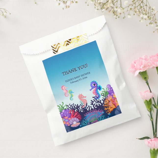 Bolsa De Papel Modern Under the Sea Seahorse Baby Shower (Sellado)