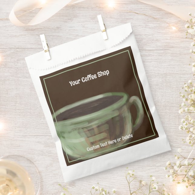 Bolsa De Papel Modern Unique Art Coffee Shop Custom Text (Cortado)