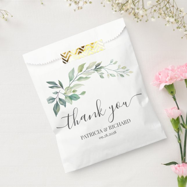 Bolsa De Papel Modern Watercolor Eucalyptus Leaves Greenery (Sellado)