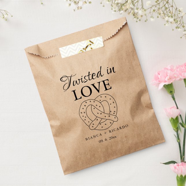 Bolsa De Papel Modern We tied the knot pretzel favor bag wedding  (Sellado)