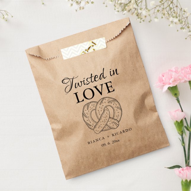 Bolsa De Papel Modern We tied the knot pretzel favor bag wedding  (Sellado)