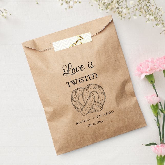Bolsa De Papel Modern We tied the knot pretzel favor bag wedding  (Sellado)