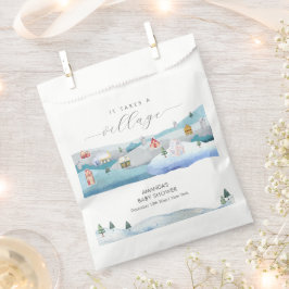 Bolsa De Papel Modern Winter Snow It Takes A Village Baby Shower