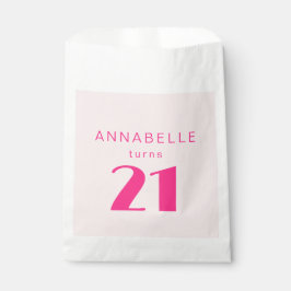 Bolsa De Papel Moderna 21ª Veintiún Fiesta de Cumpleaños Rosa