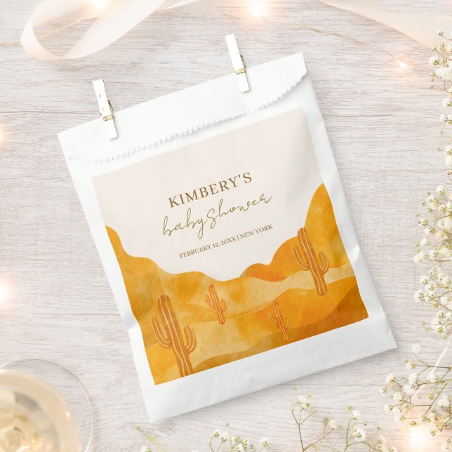 Bolsa De Papel Moderna acuarela Boho Desert Cactus Baby Shower (Cortado)