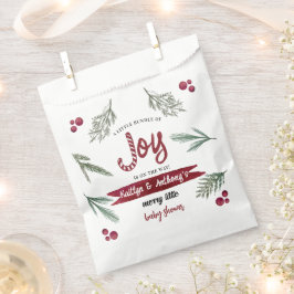 Bolsa De Papel Moderna acuarela "Joy" Candy Cane Baby Shower