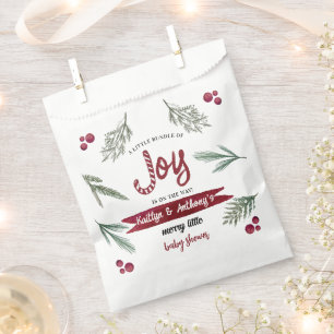 Bolsa De Papel Moderna acuarela "Joy" Candy Cane Baby Shower