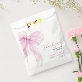 Bolsa De Papel Moderna Baby Shower Bow Rosa Gracias