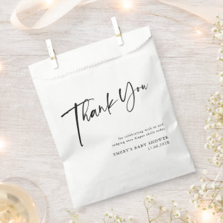 Bolsa De Papel Moderna Baby Shower en blanco y negro Gracias