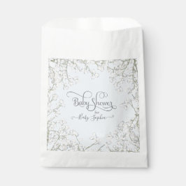 Bolsa De Papel Moderna Baby Shower floral de Boho blanco azul sen