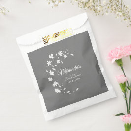 Bolsa De Papel Moderna ducha de novia floral gris y blanca
