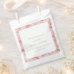 Bolsa De Papel Moderna ducha de novias en Rubor Paisley Typograph